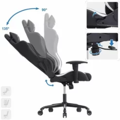 SONGMICS Fauteuil Gamer Ergonomique, Fauteuil De Bureau, Hauteur Réglable, Avec Appui-tête Et Support Lombaire, Accoudoirs 2D, Mécanisme Basculant, Dossier Inclinable à 135°, PU, Noir + Blanc, RCG12W 9 SONGMICS Fauteuil Gamer Ergonomique, Fauteuil De Bureau, Hauteur Réglable, Avec Appui-tête Et Support Lombaire, Accoudoirs 2D, Mécanisme Basculant, Dossier Inclinable à 135°, PU, Noir + Blanc, RCG12W -SONGMICS Soldes 5726137 3