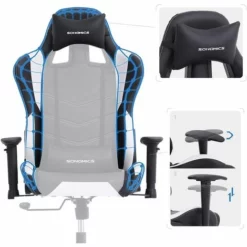 SONGMICS Fauteuil Gamer Ergonomique, Fauteuil De Bureau, Hauteur Réglable, Avec Appui-tête Et Support Lombaire, Accoudoirs 2D, Mécanisme Basculant, Dossier Inclinable à 135°, PU, Noir + Blanc, RCG12W 10 SONGMICS Fauteuil Gamer Ergonomique, Fauteuil De Bureau, Hauteur Réglable, Avec Appui-tête Et Support Lombaire, Accoudoirs 2D, Mécanisme Basculant, Dossier Inclinable à 135°, PU, Noir + Blanc, RCG12W -SONGMICS Soldes 5726137 4