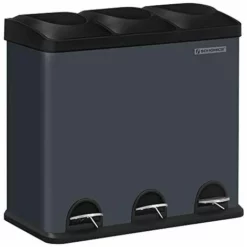 SONGMICS Poubelle De Cuisine 54 Litres, Poubelle à Pédale Avec 3 Compartiments, Seaux Intérieurs Et 6