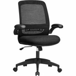 SONGMICS Fauteuil De Bureau En Toile, Chaise De Bureau Ergonomique, Siège D'Ordinateur, Mécanisme à Bascule, Dossier En Toile Respirant, Capacité De Charge 120 Kg, Noir OBN039B01 - Noir