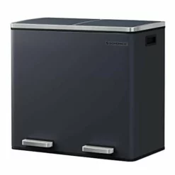 SONGMICS Poubelle De Recyclage, Poubelle Double Seau, 2 X 24L, 2 Compartiments, Mécani...