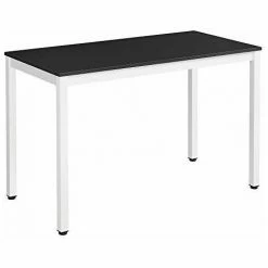 SONGMICS VASAGLE Bureau, Matériau En Bois Métal, Noir + Blanc, 120 X 60 X 76 Cm