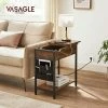 VASAGLE Table D'Appoint Avec Prise D’Alimentation, Bout De Canapé, Petite Table, Dessus Rabattable, Table De Chevet, Pochette En Tissu, Pour Salon, Chambre, Marron Rustique Et Noir Par SONGMICS LET311B01 - Marron Rustique Et Noir -SONGMICS Soldes 66407208 1