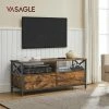 VASAGLE Meuble TV Industriel, Table Télé Jusqu'à 55 Pouces, Avec 2 Tiroirs Et 2 Étagères Ouvertes, 120 X 40 X 50 Cm, Pour Salon, Chambre, Cadre En Acier, Marron Rustique Et Noir Par SONGMICS LTV300B01 - Marron Rustique Et Noir -SONGMICS Soldes 66407209 1