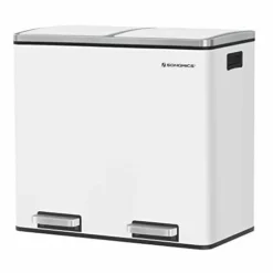 SONGMICS Poubelle De Tri, Poubelle Double Seau De Cuisine, 2 X 24L, 2 Compartiments, Mécanisme Tampon, Pédales,