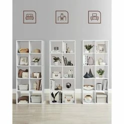 VASAGLE Bibliothèque, Étagère De Rangement 10 Compartiments, Meuble, Cube, Pour Salon, Bureau, Chambre, Séparateur De Pièce, Style Scandinave, Blanc Par SONGMICS LBC168T14 - Blanc -SONGMICS Soldes 67371277 3