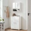 VASAGLE Meuble De Salle De Bain, Porte Et Dessus Brillants, Placard De Rangement Double Portes, 2 Étagères Réglables, Armoire, Pour Cuisine, Chambre, 60 X 30 X 82 Cm, Blanc Par SONGMICS BBK144W01 - Blanc -SONGMICS Soldes 67371279 1