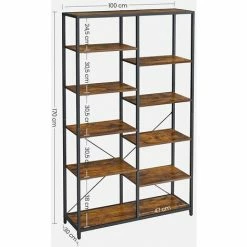VASAGLE Meuble De Rangement 5 Niveaux, Étagère, Bibliothèque Enfant, Pour Salon, Chambre, Salle De Bain, Cuisine, Entrée, Montage Facile, Marron Rustique Et Noir Par SONGMICS LLS155B01 - Marron Rustique Et Noir -SONGMICS Soldes 67371281 5