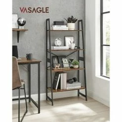 VASAGLE Étagère Rangement 4 Niveaux, Bibliothèque, Meuble De Rangement, Structure En Bambou, Montage Facile, Pour Salon, Chambre, Cuisine, Marron Rustique, Noir Par SONGMICS BCB020B01V1 - Marron Rustique Et Noir