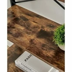 VASAGLE Étagère Rangement 4 Niveaux, Bibliothèque, Meuble De Rangement, Structure En Bambou, Montage Facile, Pour Salon, Chambre, Cuisine, Marron Rustique, Noir Par SONGMICS BCB020B01V1 - Marron Rustique Et Noir -SONGMICS Soldes 67869954 4