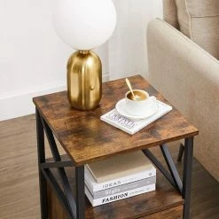 VASAGLE Table De Chevet, Table De Nuit, Table D’appoint, Avec Compartiment Ouvert, Tiroir, 40 X 40 X 55 Cm, Marron Rustique Et Noir Par SONGMICS LET508B01 - Marron Rustique Et Noir 10 VASAGLE Table De Chevet, Table De Nuit, Table D’appoint, Avec Compartiment Ouvert, Tiroir, 40 X 40 X 55 Cm, Marron Rustique Et Noir Par SONGMICS LET508B01 - Marron Rustique Et Noir -SONGMICS Soldes 68259062 4
