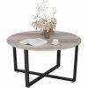 VASAGLE Table Basse Ronde, Table De Salon, Style Industriel, Cadre En Métal Robuste, Facile à Assembler, Pour Salon, Chambre, Grège Et Noir Par SONGMICS LCT088B02 - Grège Et Noir -SONGMICS Soldes 68259072 1