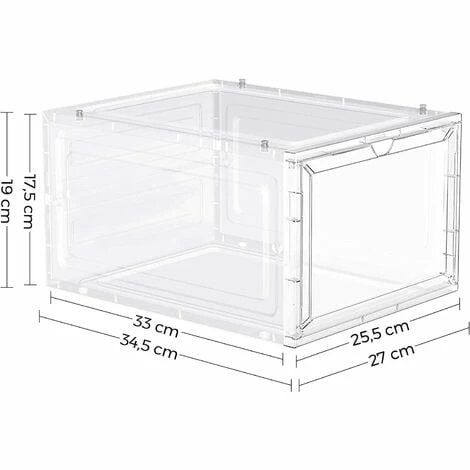 SONGMICS Boîtes à Chaussures, Lot De 12, Organisateurs Avec Porte, Rangement De Chaussure En Plastique, Empilable, Assemblage Facile, 27 X 34,5 X 19 Cm, Jusqu’à La Pointure 46, Blanc LSP032W12 - Blanc 7 SONGMICS Boîtes à Chaussures, Lot De 12, Organisateurs Avec Porte, Rangement De Chaussure En Plastique, Empilable, Assemblage Facile, 27 X 34,5 X 19 Cm, Jusqu’à La Pointure 46, Blanc LSP032W12 - Blanc – Image 5
