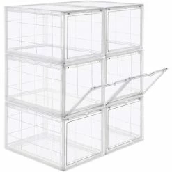 SONGMICS Boîtes à Chaussures, Lot De 6, Organisateurs à Chaussures Empilables, Rangement De Chaussures En Plastique, 28 X 36 X 22 Cm, Jusqu’à La Pointure 46, Transparent LSP06TP - Transparent