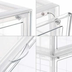 SONGMICS Boîtes à Chaussures, Lot De 6, Organisateurs à Chaussures Empilables, Rangement De Chaussures En Plastique, 28 X 36 X 22 Cm, Jusqu’à La Pointure 46, Transparent LSP06TP - Transparent -SONGMICS Soldes 68259084 4