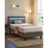 VASAGLE Lit Simple, Cadre De Lit 1 Personne, Avec Tête De Lit, Éclairage LED, Prise Port USB Et Type-C, Style Moderne, Pour Chambre D’Amis, Adolescent, Gris Foncé Par SONGMICS RMB801G71 - Gris Foncé -SONGMICS Soldes 68259086 1