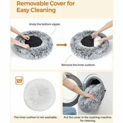 FEANDREA Panier Pour Chien, Lit Ronde En Forme De Beignet, Canapé, Coussin Central Amovible Et Lavable, Tissu Peluche Doux, Ø50 Cm, Gris Clair Par SONGMICS PGW037G01 - Gris Clair -SONGMICS Soldes 68259093 3