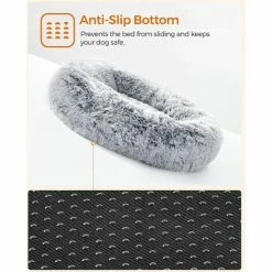 FEANDREA Panier Pour Chien, Lit Ronde En Forme De Beignet, Canapé, Coussin Central Amovible Et Lavable, Tissu Peluche Doux, Ø50 Cm, Gris Clair Par SONGMICS PGW037G01 - Gris Clair -SONGMICS Soldes 68259093 4