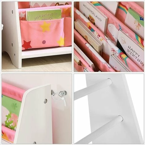 SONGMICS Bibliothèque Enfant, Étagère De Rangement Pour Livres à 5 Niveaux, Pour Chambre D’Enfant, Salle De Jeux, Garderie, École, 62,8 X 28 X 72 Cm, Gain De Place, Blanc Et Rose GKR071P01 - Blanc Et Rose 4 SONGMICS Bibliothèque Enfant, Étagère De Rangement Pour Livres à 5 Niveaux, Pour Chambre D’Enfant, Salle De Jeux, Garderie, École, 62,8 X 28 X 72 Cm, Gain De Place, Blanc Et Rose GKR071P01 - Blanc Et Rose – Image 2