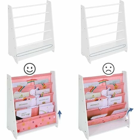 SONGMICS Bibliothèque Enfant, Étagère De Rangement Pour Livres à 5 Niveaux, Pour Chambre D’Enfant, Salle De Jeux, Garderie, École, 62,8 X 28 X 72 Cm, Gain De Place, Blanc Et Rose GKR071P01 - Blanc Et Rose 6 SONGMICS Bibliothèque Enfant, Étagère De Rangement Pour Livres à 5 Niveaux, Pour Chambre D’Enfant, Salle De Jeux, Garderie, École, 62,8 X 28 X 72 Cm, Gain De Place, Blanc Et Rose GKR071P01 - Blanc Et Rose – Image 4