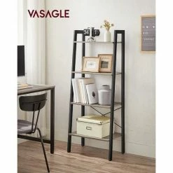 VASAGLE Meuble De Rangement, Étagère Échelle, Bibliothèque à 4 Niveaux, Cadre En Métal, Montage Facile, Pour Salon, Chambre, Cuisine, Grège Et Noir Par SONGMICS LLS44MB - Grège Et Noir