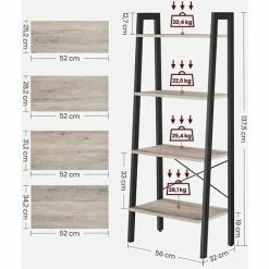 VASAGLE Meuble De Rangement, Étagère Échelle, Bibliothèque à 4 Niveaux, Cadre En Métal, Montage Facile, Pour Salon, Chambre, Cuisine, Grège Et Noir Par SONGMICS LLS44MB - Grège Et Noir -SONGMICS Soldes 68259098 5