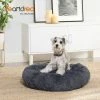 FEANDREA Panier Pour Chien, Lit Ronde En Forme De Beignet, Canapé, Coussin Central Amovible Et Lavable, Tissu Peluche Doux, Ø70 Cm, Gris Foncé Par SONGMICS PGW039G02 - Gris Foncé