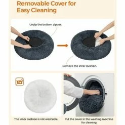 FEANDREA Panier Pour Chien, Lit Ronde En Forme De Beignet, Canapé, Coussin Central Amovible Et Lavable, Tissu Peluche Doux, Ø70 Cm, Gris Foncé Par SONGMICS PGW039G02 - Gris Foncé -SONGMICS Soldes 68259101 3