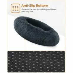 FEANDREA Panier Pour Chien, Lit Ronde En Forme De Beignet, Canapé, Coussin Central Amovible Et Lavable, Tissu Peluche Doux, Ø70 Cm, Gris Foncé Par SONGMICS PGW039G02 - Gris Foncé -SONGMICS Soldes 68259101 4