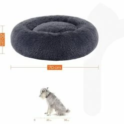 FEANDREA Panier Pour Chien, Lit Ronde En Forme De Beignet, Canapé, Coussin Central Amovible Et Lavable, Tissu Peluche Doux, Ø70 Cm, Gris Foncé Par SONGMICS PGW039G02 - Gris Foncé -SONGMICS Soldes 68259101 5