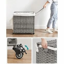 SONGMICS Panier à Linge Tissé à La Main, 140L, Imitation Rotin, 3 Parties, Sac Amovible, Couvercle, Poignées, Montage Facile, Salon, Salle De Bain, 66 X 33 X 60 Cm, Gris LCB363G01 9 SONGMICS Panier à Linge Tissé à La Main, 140L, Imitation Rotin, 3 Parties, Sac Amovible, Couvercle, Poignées, Montage Facile, Salon, Salle De Bain, 66 X 33 X 60 Cm, Gris LCB363G01 -SONGMICS Soldes 68259102 3