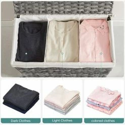 SONGMICS Panier à Linge Tissé à La Main, 140L, Imitation Rotin, 3 Parties, Sac Amovible, Couvercle, Poignées, Montage Facile, Salon, Salle De Bain, 66 X 33 X 60 Cm, Gris LCB363G01 10 SONGMICS Panier à Linge Tissé à La Main, 140L, Imitation Rotin, 3 Parties, Sac Amovible, Couvercle, Poignées, Montage Facile, Salon, Salle De Bain, 66 X 33 X 60 Cm, Gris LCB363G01 -SONGMICS Soldes 68259102 4