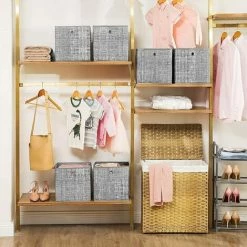 SONGMICS Boîtes De Rangement Pliables, Lot De 6, Cubes, Bacs, Paniers, Coffres, En Tissu Non-tissé, 30 X 30 X 30 Cm, Pour Jouets, Vêtements, Gris Chiné RFB02LG-3 - Gris Chiné -SONGMICS Soldes 68412930 3