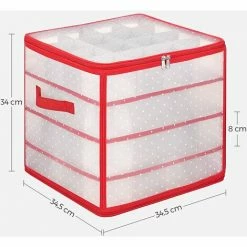 SONGMICS Boîtes De Rangement Pour Boules De Noël, Lot De 2, Organisateurs En Plastique, 128 Compartiments, Cloisons Amovibles, 34,5 X 34,5 X 34 Cm, Semi-Transparent Et Rouge RFB029T02 - Semi-Transparent Et Rouge -SONGMICS Soldes 68412933 5