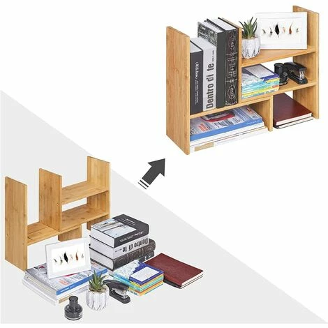 SONGMICS Organisateur De Bureau Modulable à 3 Formes, Rangement De Bureau Réglable Peu Encombrant, Petite Décoration De Bibliothèque, Pour Bureau, Cuisine Et Salle De Bain, Bambou Naturel OFS45NL - Bambou Naturel 6 SONGMICS Organisateur De Bureau Modulable à 3 Formes, Rangement De Bureau Réglable Peu Encombrant, Petite Décoration De Bibliothèque, Pour Bureau, Cuisine Et Salle De Bain, Bambou Naturel OFS45NL - Bambou Naturel – Image 4