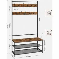 VASAGLE Porte-Manteau Sur Pieds, Meuble Entrée, Vestiaire Industriel, Avec Banc à Chaussures, 11 Crochets, Étagères Réglables, Pour Entrée, Couloir, Chambre, Marron Rustique Et Noir Par SONGMICS HSR410B01 - Marron Rustique Et Noir 11 VASAGLE Porte-Manteau Sur Pieds, Meuble Entrée, Vestiaire Industriel, Avec Banc à Chaussures, 11 Crochets, Étagères Réglables, Pour Entrée, Couloir, Chambre, Marron Rustique Et Noir Par SONGMICS HSR410B01 - Marron Rustique Et Noir -SONGMICS Soldes 68600050 5