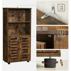 VASAGLE Bibliothèque, Meuble De Rangement, Étagère De Cuisine, Avec Porte à Persiennes, 2 Compartiments Ouverts, Étagère Réglable En Hauteur, Avec Pieds, Pour Salon, Chambre, Marron Rustique Par SONGMICS BBK161T01 - Marron Rustique 10 VASAGLE Bibliothèque, Meuble De Rangement, Étagère De Cuisine, Avec Porte à Persiennes, 2 Compartiments Ouverts, Étagère Réglable En Hauteur, Avec Pieds, Pour Salon, Chambre, Marron Rustique Par SONGMICS BBK161T01 - Marron Rustique -SONGMICS Soldes 68600053 4
