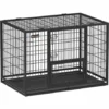FEANDREA Cage Pour Chien Lourd, 107 X 70 X 74,9 Cm, Pour Chiens De Taille Grande Et Moyennet, Anti-Fugue, Double Porte Amovible, Nettoyage Facile, Parc à Chiens, Noir Par SONGMICS PPD001B01 - Noir -SONGMICS Soldes 70301245 1