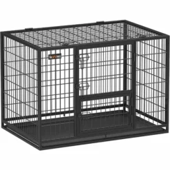 FEANDREA Cage Pour Chien Lourd, 107 X 70 X 74,9 Cm, Pour Chiens De Taille Grande Et Moyennet, Anti-Fugue, Double Porte Amovible, Nettoyage Facile, Parc à Chiens, Noir Par SONGMICS PPD001B01 - Noir