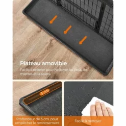 FEANDREA Cage Pour Chien Lourd, 107 X 70 X 74,9 Cm, Pour Chiens De Taille Grande Et Moyennet, Anti-Fugue, Double Porte Amovible, Nettoyage Facile, Parc à Chiens, Noir Par SONGMICS PPD001B01 - Noir -SONGMICS Soldes 70301245 3