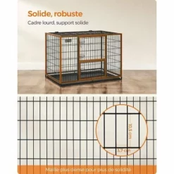 FEANDREA Cage Pour Chien Lourd, 107 X 70 X 74,9 Cm, Pour Chiens De Taille Grande Et Moyennet, Anti-Fugue, Double Porte Amovible, Nettoyage Facile, Parc à Chiens, Noir Par SONGMICS PPD001B01 - Noir -SONGMICS Soldes 70301245 4