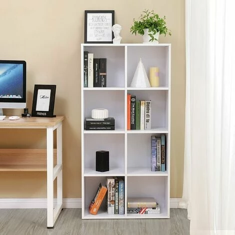 SONGMICS Bibliothèque à 8 Casiers En Bois Étagère De Rangement Armoire Maison Bureau Blanche LBC24WT 4 SONGMICS Bibliothèque à 8 Casiers En Bois Étagère De Rangement Armoire Maison Bureau Blanche LBC24WT – Image 2