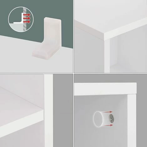 SONGMICS Bibliothèque à 8 Casiers En Bois Étagère De Rangement Armoire Maison Bureau Blanche LBC24WT 6 SONGMICS Bibliothèque à 8 Casiers En Bois Étagère De Rangement Armoire Maison Bureau Blanche LBC24WT – Image 4