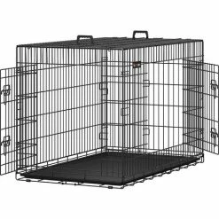 FEANDREA Cage Pour Chiens, 2 Portes, 122cm X 74,5cm X 80,5 Cm, Noir, Par SONGMICS PPD48H - Noir
