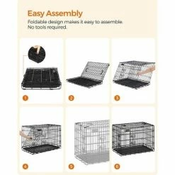 FEANDREA Cage Pour Chiens, 2 Portes, 122cm X 74,5cm X 80,5 Cm, Noir, Par SONGMICS PPD48H - Noir -SONGMICS Soldes 8117962 3