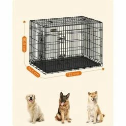 FEANDREA Cage Pour Chiens, 2 Portes, 122cm X 74,5cm X 80,5 Cm, Noir, Par SONGMICS PPD48H - Noir -SONGMICS Soldes 8117962 5
