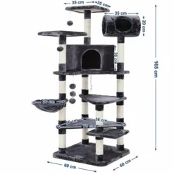 FEANDREA Arbre à Chat Hauteur De 165cm Tronc Pour Aiguiser Les Griffes Grande Dimension Niche Luxueuse Pour Chats Salle De Jeux Multi Niveaux Gris Par SONGMICS PCT17G - Gris -SONGMICS Soldes 8247233 5