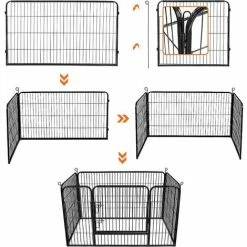 FEANDREA Enclos En Métal Pour Chien, Parc Pour Chiot, Rongeur Et Lapin, Hauteur 70cm, Avec Porte, Noir, Par SONGMICS PPK04BK -SONGMICS Soldes 8247234 3