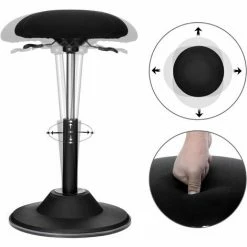 SONGMICS Tabouret Ergonomique, Siège De Travail Rotatif à 360°， Tabouret Assis Debout, Hauteur Réglable 50-70 Cm, Avec Patin Antidérapant, OSC01BK - Noir -SONGMICS Soldes 8329812 3