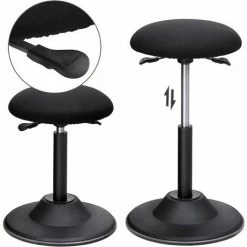 SONGMICS Tabouret Ergonomique, Siège De Travail Rotatif à 360°， Tabouret Assis Debout, Hauteur Réglable 50-70 Cm, Avec Patin Antidérapant, OSC01BK - Noir -SONGMICS Soldes 8329812 4